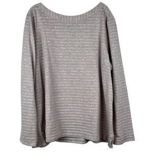 Chico’s Striped Purple Shimmer Silver Blouse Long Sleeves 3 XL 16